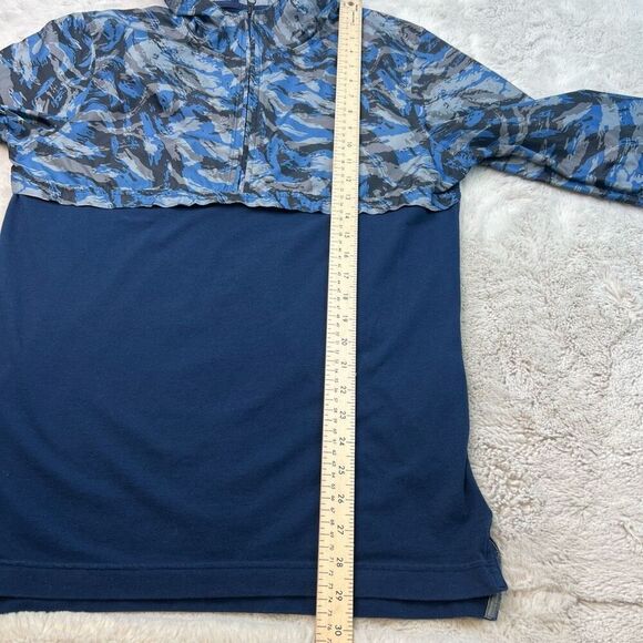 Under Armour Jacket Mens Medium Fitted Blue Camouflage Windbreaker 1/2 Zip Hoode - Picture 7 of 9
